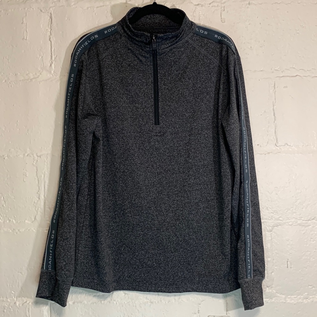 Rodan+Fields Women’s Heather Gray 1/4 Zip Yoga Workout Pullover Top Sz M